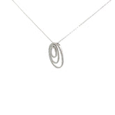 14k White Gold .50ct H SI1 Round Diamond Oval Necklace